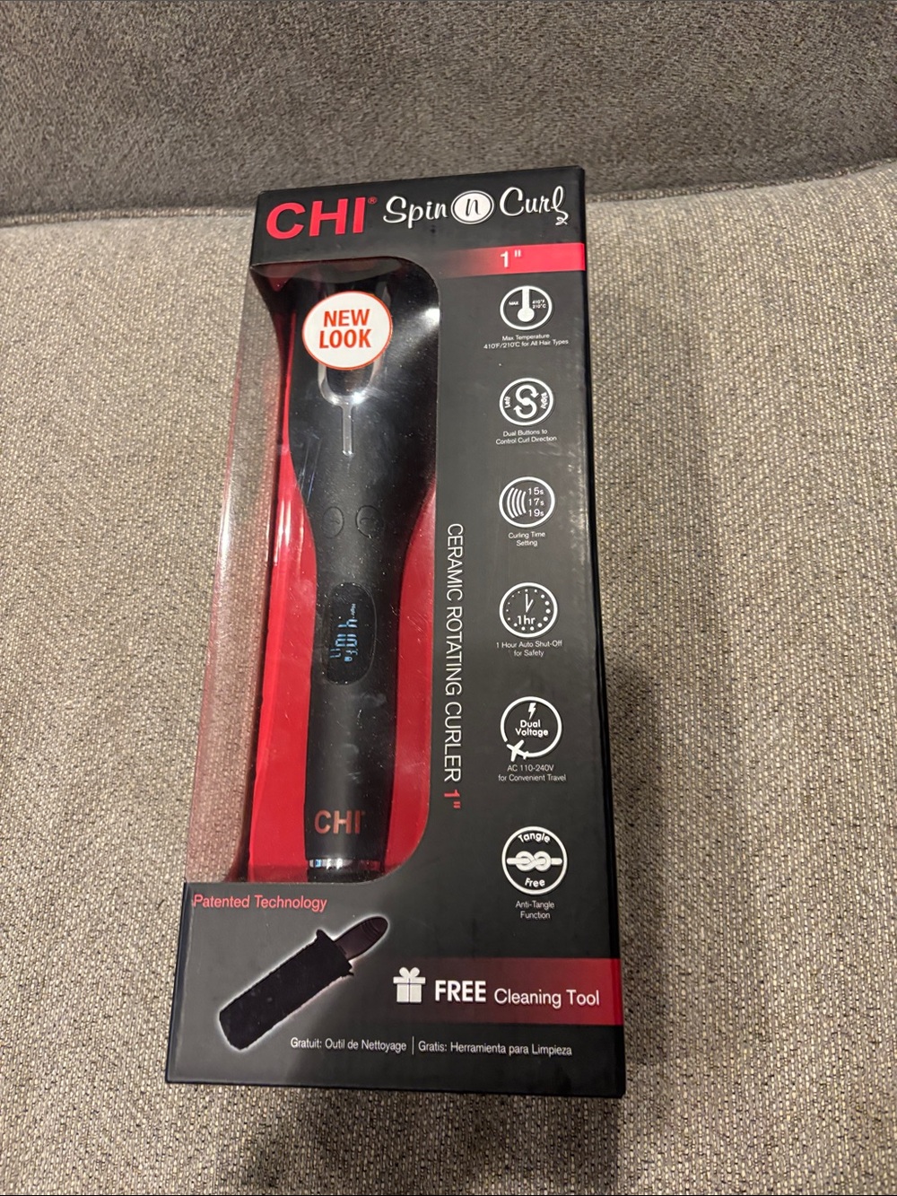 CHI Spin N Curl 1" Ceramic Rotating Curler — Black